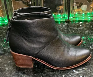 Toms Carpe Diern Leila Black Ankle Booties with Brown Heel Size 7 thumbnail 1