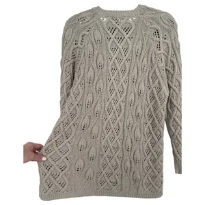 Alfred Sung‎ Sport Vintage Cable Knit Fisherman Crew Neck Sweater Size Small thumbnail 9