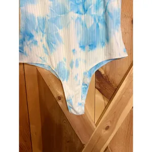 Rue21 Tie Dye Bodysuit 1X Plus Size NWOT Light Blue Y2K Style Retro Rave Boho thumbnail 3