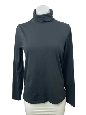 J.Crew Women's Black Turtleneck Foldover Long Sleeve Sweatshirt Sweater Top Sz M thumbnail 1