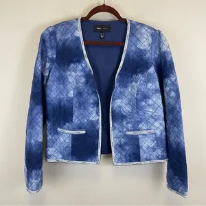 Mango Tie Dye Quilted Beaded Long Sleeve‎ Short Jacket Blue Size Large thumbnail 1