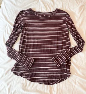 American Eagle Soft & Sexy Dark Red Striped Long Sleeve Tee Size XS thumbnail 1