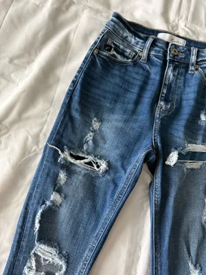 Medium Wash High Rise Distressed Ankle Jeggings thumbnail 4