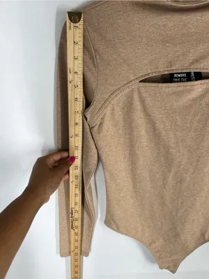 Express Body Contour Cozy Mock Neck Cutout Bodysuit Tan Size S NWT thumbnail 10