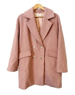 Astr the Label Dusty Pink Double-Breasted Wool Blend Pea Coat Size Small‎ thumbnail 1