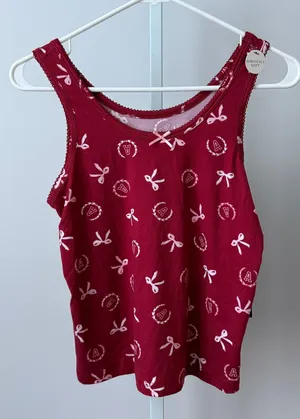 Aeropostale Dainty Bows Preppy Bella Swan Fairy Sleepwear Tank Top S Red thumbnail 1