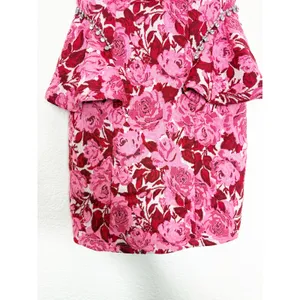 NWT ZARA Rose Floral Jacquard Peplum Mini Dress Size Medium Rhinestone Strapless thumbnail 11
