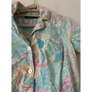 Lauren Ralph Lauren Paisley Pastel Cotton Boxer Pajama Set Size Medium Preppy thumbnail 7
