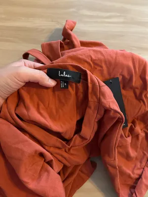 LULU’S Ioana Rust Red Short Sleeve Pleated Faux-Wrap Mini Dress thumbnail 5