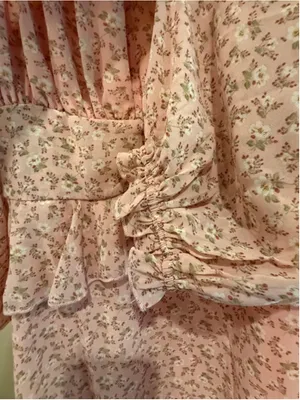 Umgee Chiffon Floral Print Tiered Mini Dress in Pink Size M thumbnail 8