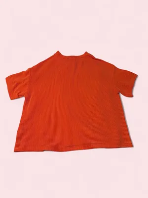 Source Unknown Boutique Women's Short Sleeve Oversized Ribbed Crewneck Top - Orange thumbnail 2