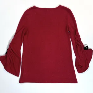 Juicy Couture Ruched Sleeve Red Sparkle Relaxed‎ Sweater Top Women’s Small thumbnail 4