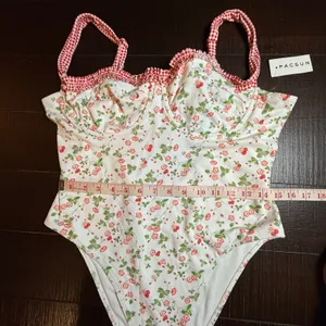 PacSun Swim Eco Floral Strawberry Underwire One Piece Swimsuit XL Gingham Tie thumbnail 4