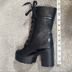 Women’s Black Lace Up Chunky Heeled Platform Boots Size 5.5 (EU 36) NEW thumbnail 10