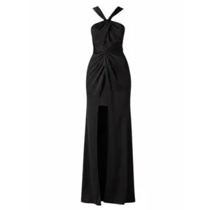 ASTR Georgiana Halter Neck Maxi Dress Black Satin Size S thumbnail 4