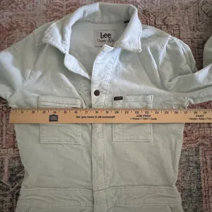 Free People Lee Union-Alls Womens Mint Green Corduroy Jumpsuit Boiler Suit XS thumbnail 9