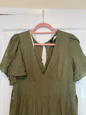 B. Darlin Olive Green Dress B V-Neck Tiered thumbnail 2