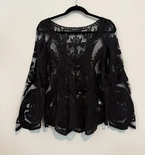 Free People Black Lace Top thumbnail 1