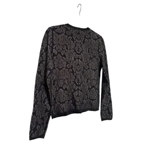 Ann Taylor Medium Black Tan Floral Cardigan Sweater thumbnail 9