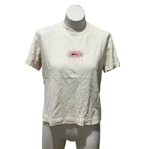 Quiksilver T-Shirt Womens M Cream Graphic Logo Crew Neck Short Sleeve Tee thumbnail 5