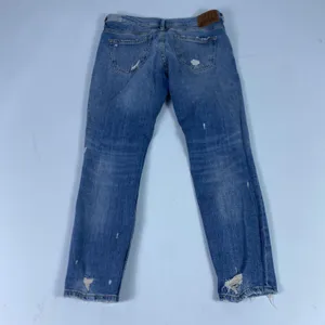 Zara Woman Jeans Womens 4 Blue Distressed Slim Tapered Crop Denim Medium‎ Wash thumbnail 6