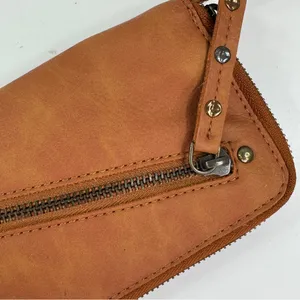 Free People Faux Leather Zip Around Wristlet‎ Wallet Tan thumbnail 5