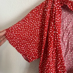 & Other Stories red and white polka dot wrap top blouse thumbnail 4