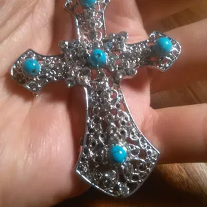 Blue Howlite Silvertone and Stainless Steel Pendant Necklace thumbnail 8