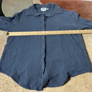 Princess Polly Gauze Button Down Shirt Womens Size 2 Blue Long Sleeve Cotton Top thumbnail 3