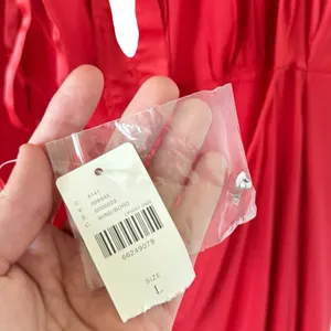 Anthropologie NEW Red Satin Button Front Slip Dress thumbnail 7