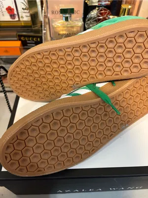 adidas Gazelle Green Suede Sneakers with White Stripes and Gum Sole thumbnail 5