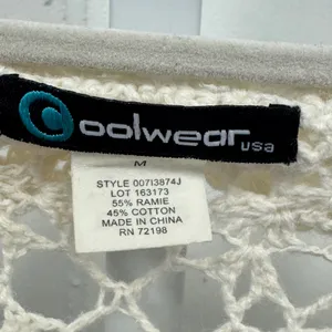 Y2K Coolwear USA Crochet Cardigan Cream Ramie Cotton Tie Front Boho Medium Boho thumbnail 7