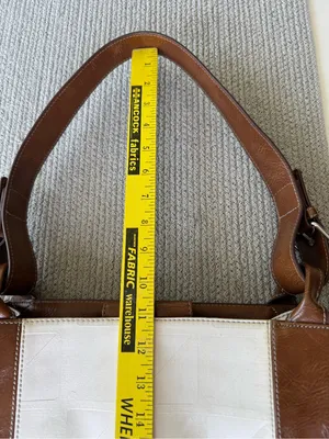 Vintage 90’s Nine & Co. White Canvas Shoulder Bag with Brown Leather Trim thumbnail 8