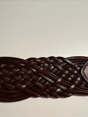 SONOMA womens Braided Leather Belt in Dark Brown with Brass Buckle nwt Sz Large thumbnail 5
