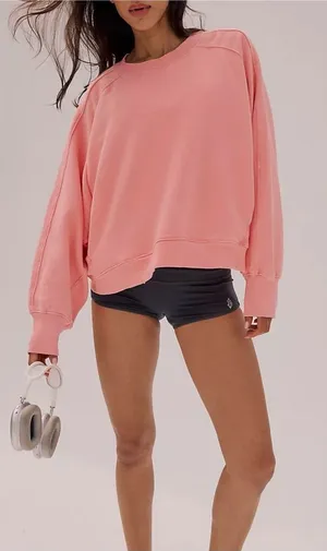 NWT Free People FP Movement Trackline Crew - Taffy Pink Coral - Large thumbnail 1