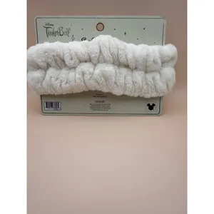 Disney Tinker Bell Spa Headband‎ White Plush Gold Glitter Bow Taste Beauty thumbnail 4