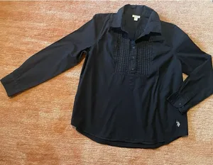 U.S. Polo Assn. Women's Long Sleeve Stretch Black Cotton Pullover Shirt Size XL thumbnail 1