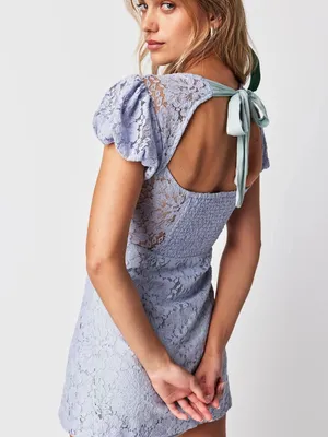 Free People Light Blue Lace Hailee Mini Dress Size Small thumbnail 2