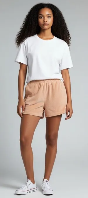 Aerie Velour Tan Pull-On Casual Loungewear Shorts Cotton Blend Size Small thumbnail 1