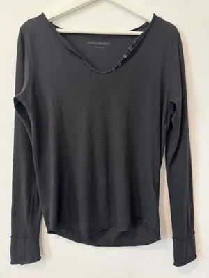 Zadig and Voltaire Tunisien Camo Skull Henley Top Size Small Rock and Roll Edgy thumbnail 4