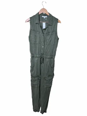 New Young Fabulous & Broke Olive Green Cargo Utility Jumpsuit Tencel Size Medium thumbnail 4