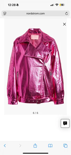 Akira Azalea Wang Pink Metallic Faux Leather Moto Jacket thumbnail 5