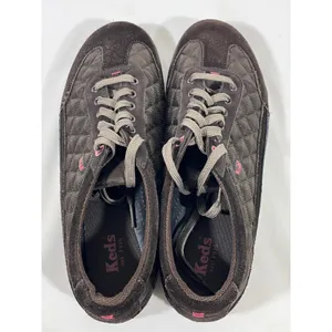 Keds Quilted‎ Low Top Lace Up Sneakers Women 8.5 Brown/Pink Suede Trim Everyday thumbnail 6
