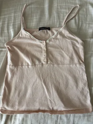Brandy Melville Pale Pink Ribbed Button-Front Tank thumbnail 1