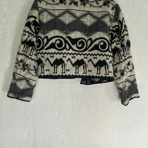 Flashback Vintage Tapestry Jacket Womens Small Black Cream Camel‎ Southwestern thumbnail 6