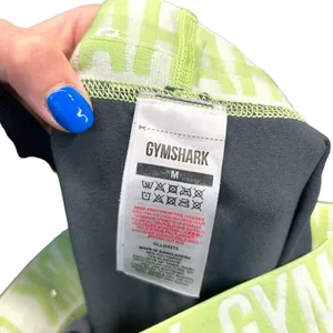 Gymshark Fit Seamless‎ Leggings Gray / Neon Green Waistband Size Medium thumbnail 7