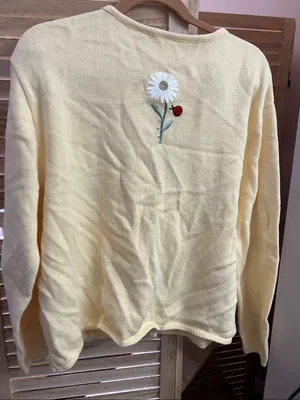 Yellow Floral Embroidered Cardigan Sweater thumbnail 9