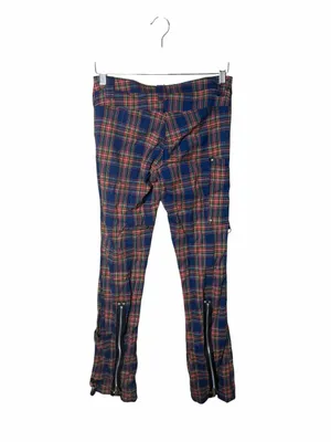 Serious Y2K Punk Plaid Bondage Cargo Pants Zip Hem Grunge Cyber Goth Size 7 thumbnail 2
