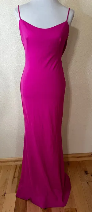 Katie May Damn Gina Low Back Gown dress in electric pink WOMENS SMALL thumbnail 1