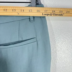 Zara Wide Leg Trousers High Waist Flowy‎ Palazzo Pant Career Sage Green Large thumbnail 6